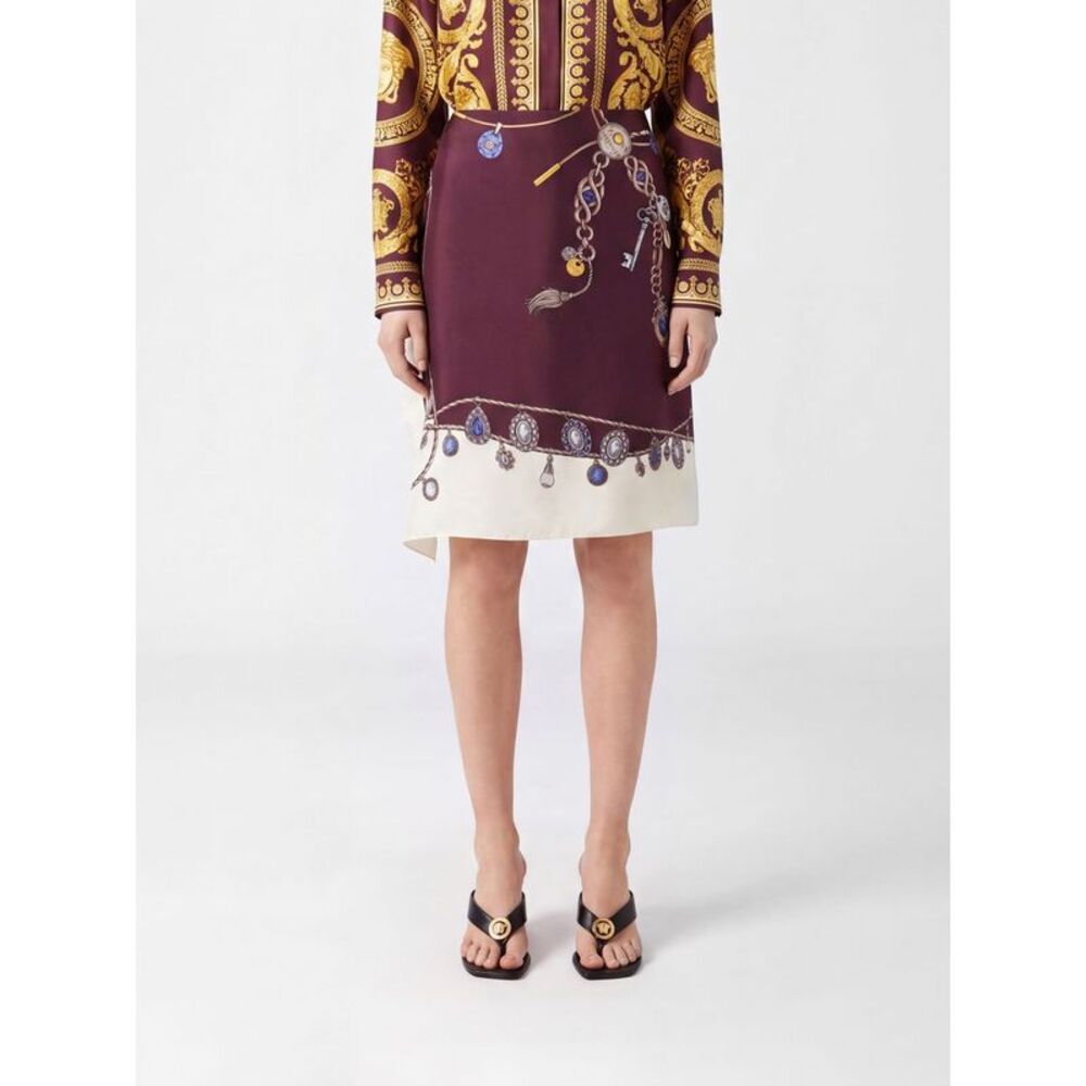 Versace Women Graphic Print Silk Twill Wrap Mini Skirt Versace